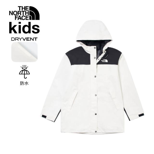 【The North Face 官方旗艦】北面兒童米白色DryVent防水透氣衝鋒衣｜8ANHQLI(外套)