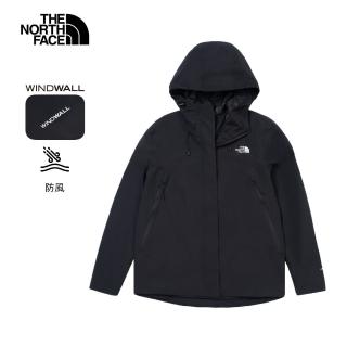 【The North Face 官方旗艦】北面女款黑色DWR防潑水輕量風衣｜8CK7JK3