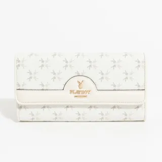 【PLAYBOY】三折式翻蓋長夾  White Bunny系列(米白色)