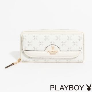 【PLAYBOY】拉鍊長夾 White Bunny系列(米白色)