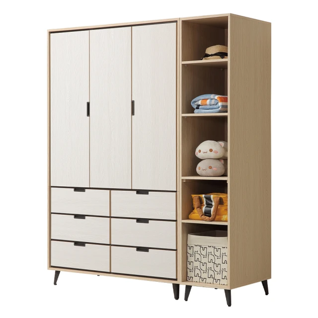 唯熙傢俱唯熙傢俱 雷莎原木雙色5.3尺衣櫃(衣櫃 衣櫥 兩用衣櫃 收納櫃 置物櫃)