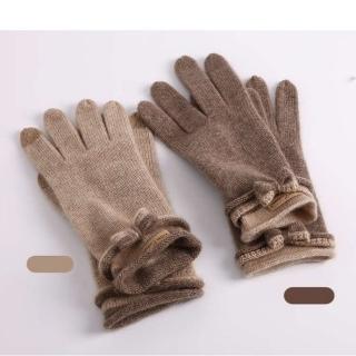 【米蘭精品】現貨+預購 羊絨手套觸控手套(保暖加絨加厚蝴蝶結女配件2色74jw36)