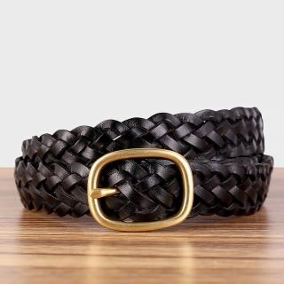 【米蘭精品】現貨+預購 皮帶真皮腰帶(牛皮復古手工編織女配件3色74jp42)
