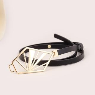 【米蘭精品】現貨+預購 100%真皮皮帶牛皮腰帶手工窄版細皮帶女牛仔褲休閒褲長褲(經典幾何五金3色74jp9)
