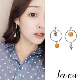 【INES】韓國設計手作不對稱幾何圓木片小樹圓環造型夾式耳環(無耳洞耳環 耳夾 夾式耳環)