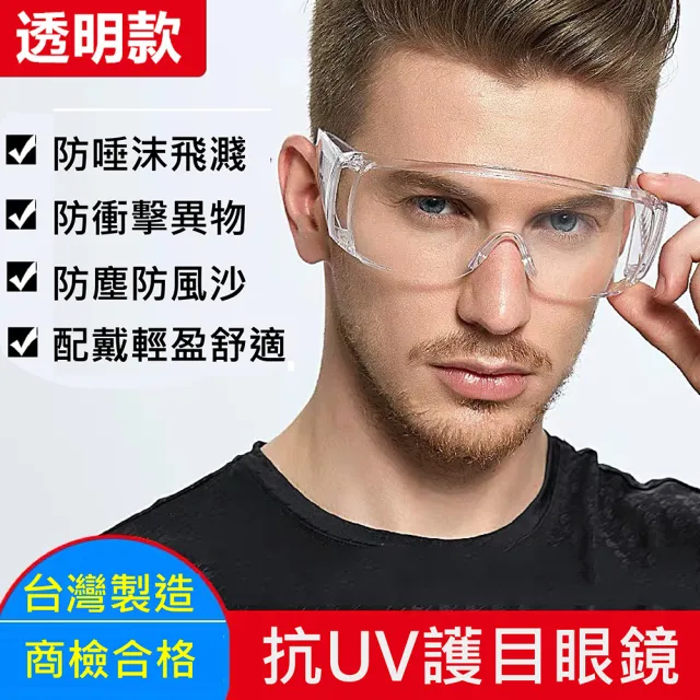 【太力】宅免運-台灣製防霧透明防護眼鏡護目鏡 抗UV400 檢驗合格(贈眼鏡袋+眼鏡布)