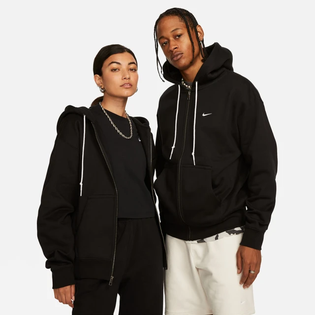 NIKE 耐吉NIKE 耐吉 M NK SOLO SWSH HW FZ HOODIE 黑色 刺繡LOGO 連帽外套 保暖 穿搭(DR0403-010 ∞)