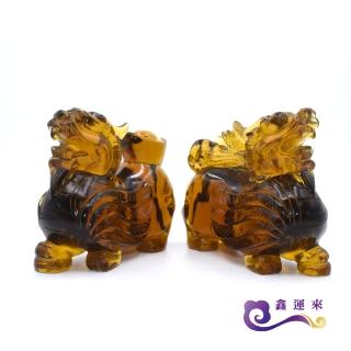 【鑫運來】◎母子琉璃貔貅擺件