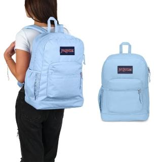 【JANSPORT】後揹包 Cross Town Plus 粉嫩藍 15吋 減壓背帶 筆電包 雙肩包 揹包 包包(JS0A7ZNZ7G7)
