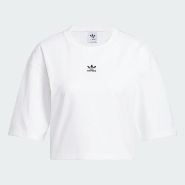 【adidas 愛迪達】ESSENTIALS 短版短袖上衣 T恤  女 - Originals JJ3385