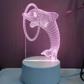 【A-ONE 匯旺】炫彩造型夜燈 海豚 檯燈 床頭燈 臥室燈 生日禮物 USB插電 暖光小夜燈