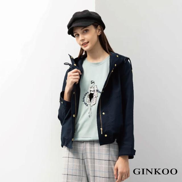 【GINKOO 俊克】下擺抽繩刺繡上衣