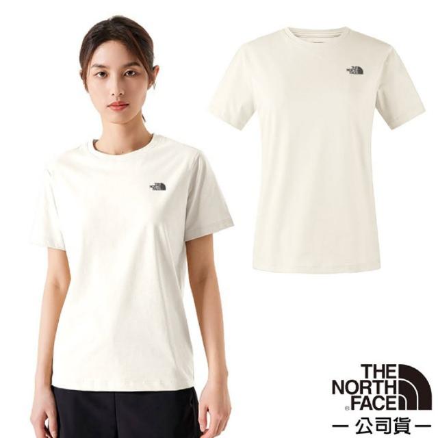 【The North Face】女 FOUNDATION S/S 棉質混紡短袖圓領T恤.運動上衣(8CK8-QLI 沙丘白)