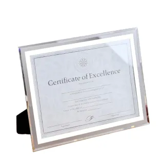 【HTQ】玻璃相框 擺臺榮譽證書透明水晶奬狀框(a4A4證書營業執照拍立得相框 相片牆獎狀展示框畫框擺檯相)