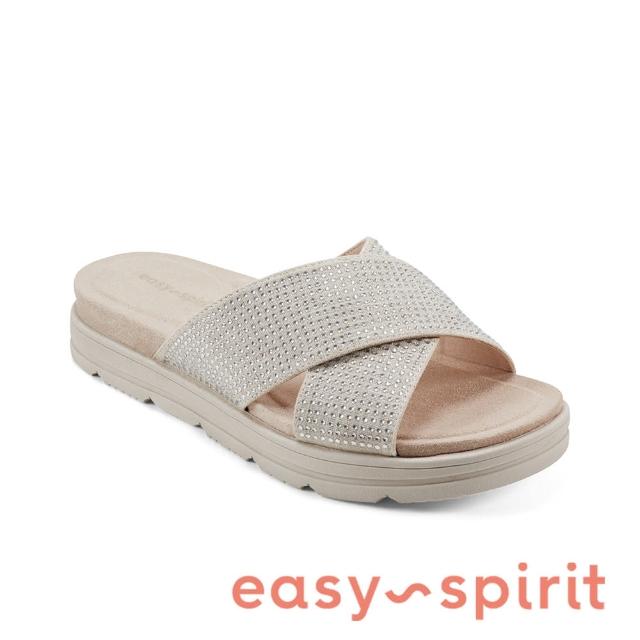 【Easy Spirit】SHANYA2 舒適滿鑽交叉帶厚底拖鞋(白色)