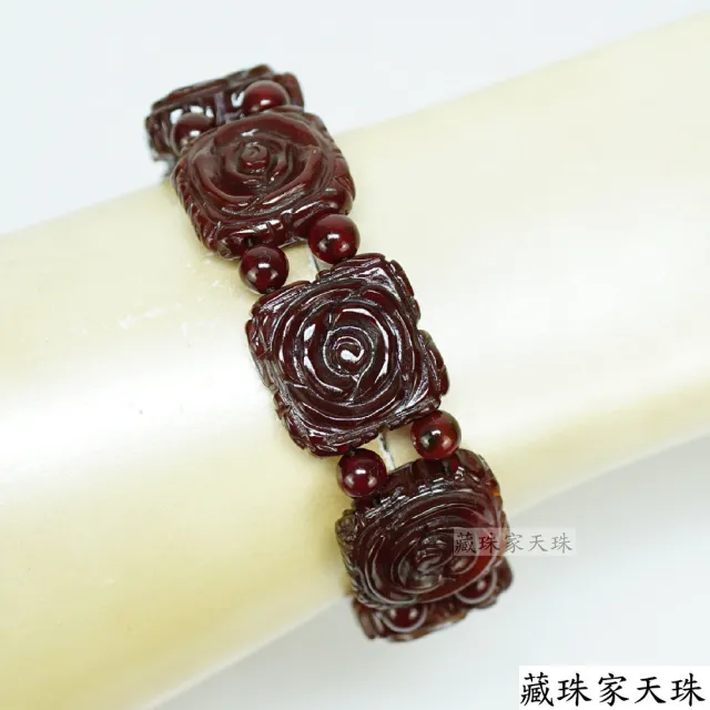 【藏珠家】紅玉髓四方財咒板珠天珠手鍊