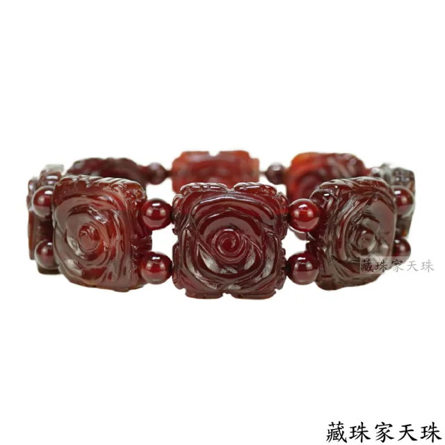 【藏珠家】紅玉髓四方財咒板珠天珠手鍊