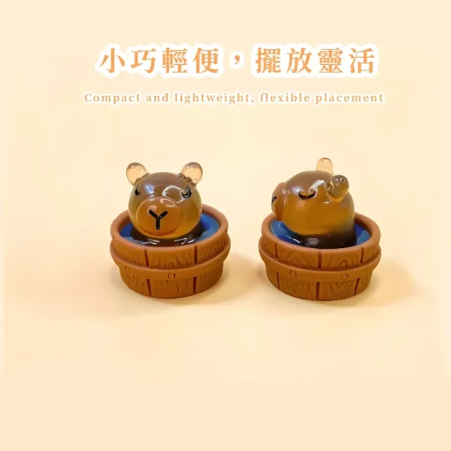 夜光卡皮巴拉立體車內擺件6入(立體公仔 DIY 配飾 配件 裝飾品 水豚君 桌上擺飾  送禮 辦公室)