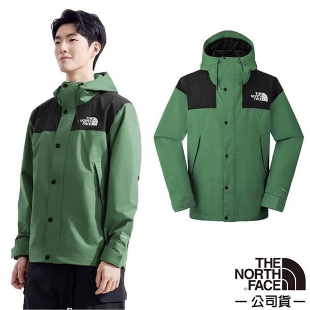 【The North Face】男 REIGN ON JACKET 防風防水透濕耐磨保暖連帽外套(8DGC-LFW 鴨綠黑)