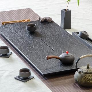 【CJY】烏金石茶盤 60*30cm(簡約復古石材茶具套裝 石頭茶盤 天然烏金石茶盤茶臺 高檔茶具)
