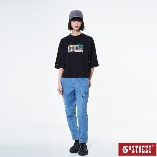 【5th STREET】男裝多口袋工作褲-拔洗藍
