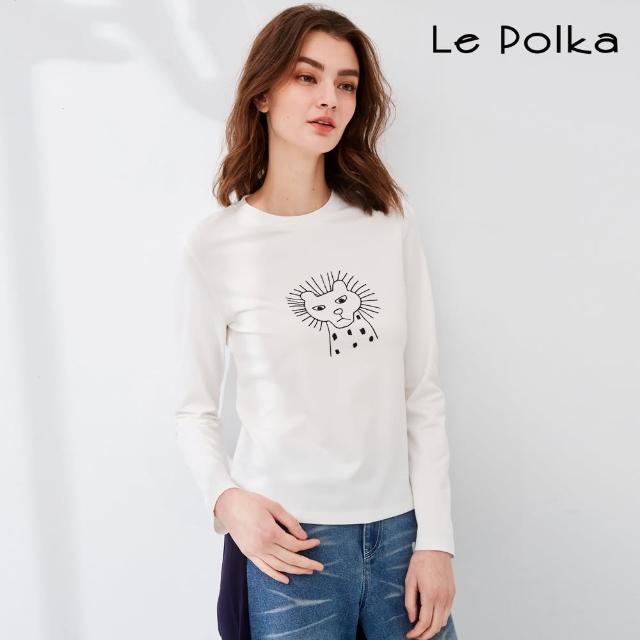 【Le Polka】動物印花長袖上衣-女