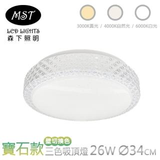【MST森下照明】LED寶石款26W壁切式三色吸頂燈(壁切切換色溫不需遙控器)