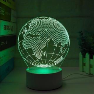 【A-ONE 匯旺】炫彩3D雕刻壓克力夜燈 地球 小夜燈 LED底座 臥室燈 生日禮物 聖誕節