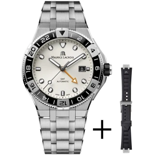 【Maurice Lacroix 艾美錶】AIKON Venturer GMT 機械錶 套錶 附贈橡膠錶帶-43mm(AI6158-SS00F-130-A)