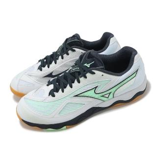 【MIZUNO 美津濃】桌球鞋 Wave Medal 7 男鞋 寬楦 白 綠 膠底 止滑 室內運動 運動鞋 美津濃(81GA2415-31)