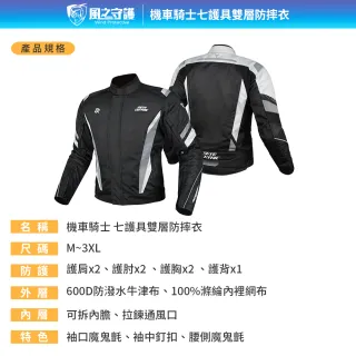 【風之守護】騎士專用 七護具雙層防摔衣(重機服 機車衣 騎士服 機車外套 護具防摔衣)