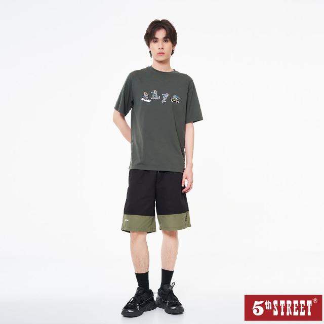 【5th STREET】男裝拚色短褲-黑色