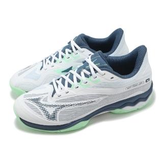 【MIZUNO 美津濃】網球鞋 Wave Exceed Light 2 AC 男鞋 白藍 輕量 支撐 緩衝 運動鞋 美津濃(61GA2318-37)
