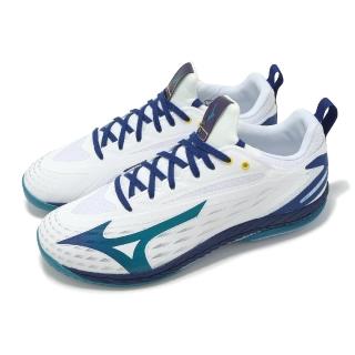 【MIZUNO 美津濃】桌球鞋 Wave Drive Neo 4 男鞋 女鞋 白 藍 止滑 抓地 運動鞋 美津濃(81GA2500-02)