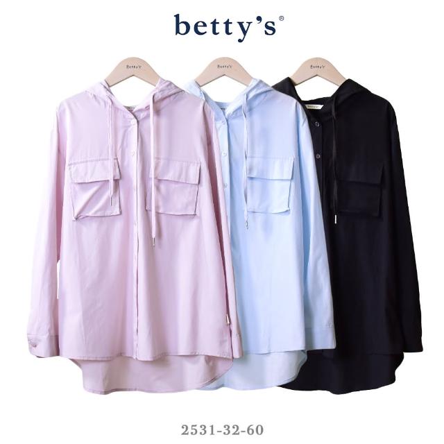 【betty’s 貝蒂思】中長版連帽抽繩襯衫(共三色)