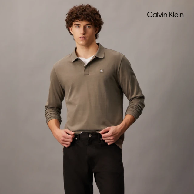 【CALVIN KLEIN】官方旗艦館 CK 徽章標準版型 Polo 衫_灰色