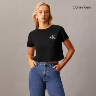 【Calvin Klein】官方旗艦館 CK Monogram 短版 T恤 黑色