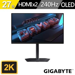 【GIGABYTE 技嘉】MO27Q2 27型 240Hz 0.03ms HDR True Black 400 電競螢幕(27型/2K/240Hz/0.03ms/QD-OLED)
