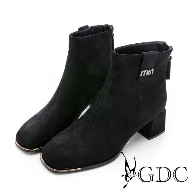 【GDC】麂皮感名媛風格氣質短靴-黑(428694-00)