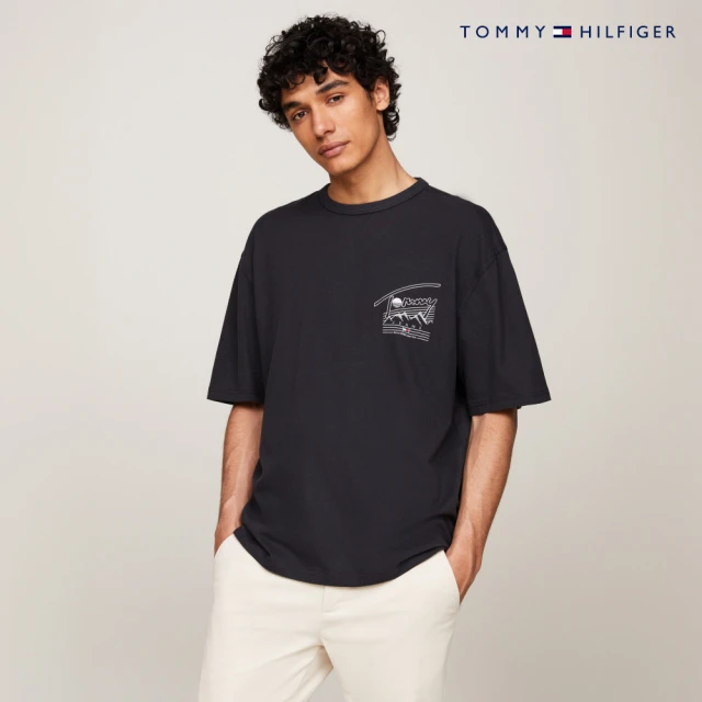 Tommy HilfigerTommy Hilfiger 官方旗艦館 Prep Explorer 後背標誌超寬鬆版型 T 恤_黑色