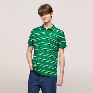 【TOMMY HILFIGER】官方旗艦館 基本款條紋 Polo 衫_綠色