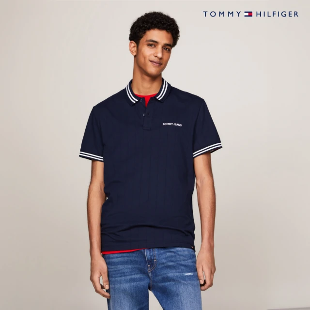 Tommy HilfigerTommy Hilfiger 官方旗艦館 經典學院風條紋 Polo 衫_藍色