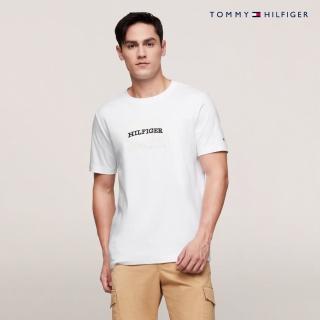【Tommy Hilfiger】官方旗艦館 Hilfiger 捲軸標誌圖案 T 恤 白色