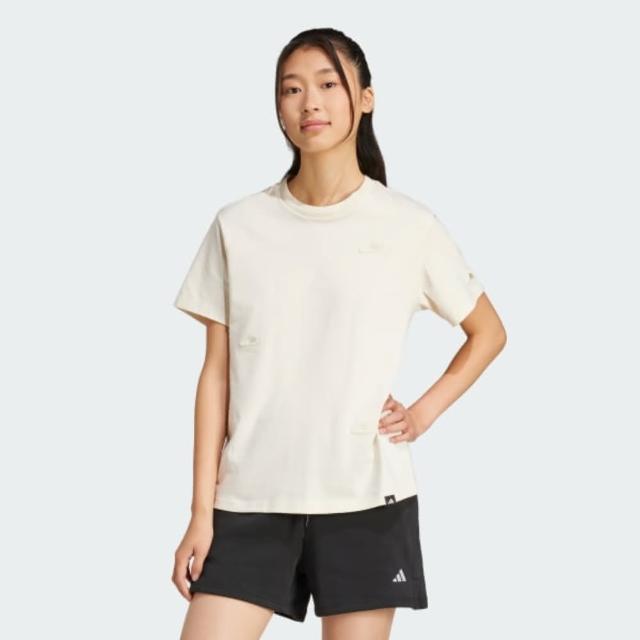 【adidas 愛迪達】短袖上衣 女 W L SLIDE TEE 米白 JJ4094