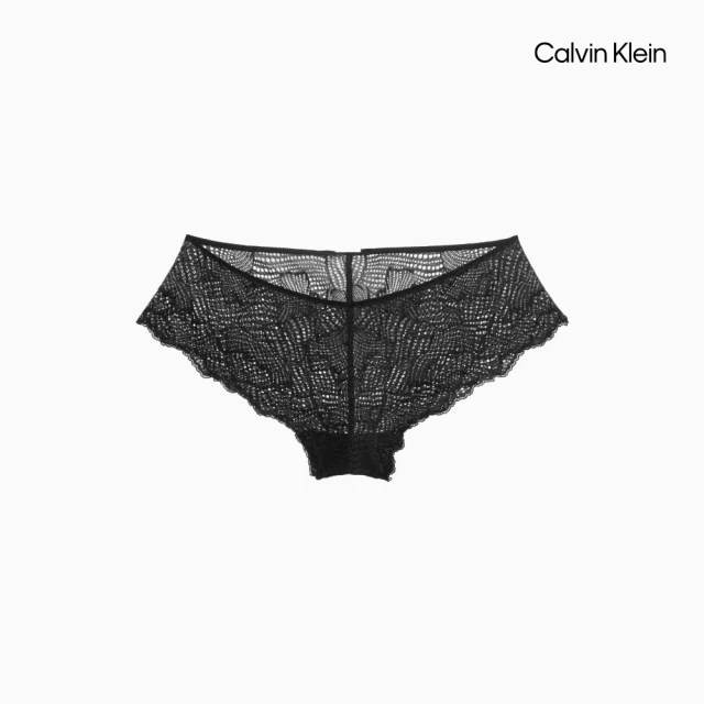 Calvin Klein 官方旗艦館 CK 波浪邊蕾絲低腰內褲_黑色