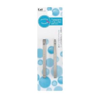 【KAI 貝印】日本 14.1cm 不鏽鋼 眉毛夾 平口 2入裝/組 HL-0402