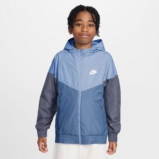 【NIKE 耐吉】外套 大童 男女童 運動連帽外套 風衣外套 K NSW WR HD JKT WARM 藍灰 HJ2534-422