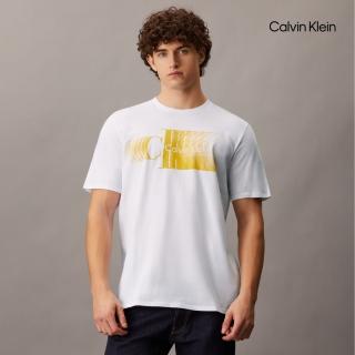 【Calvin Klein】官方旗艦館 CK 動感標誌圓領 T 恤 白色