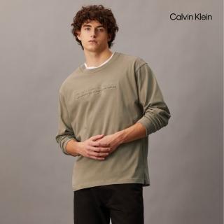 【Calvin Klein】官方旗艦館 CK 經典標誌長袖 T 恤 灰色