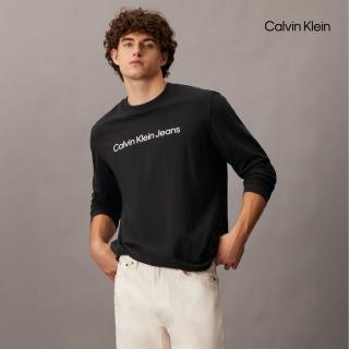 【Calvin Klein】官方旗艦館 CK 經典標誌長袖 T 恤 黑色